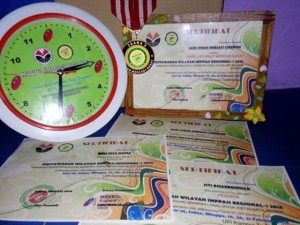 Mendali & Sertifikat yang diraih oleh Ananda Imas Nita Nopia dan Siti Khaerunnisa mahasiswa PGRA Fak. ITK IAIN Syekh Nurjati Cirebon.