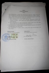 Naskah Penandatangan Nota Kesepahaman yang ditandatangani oleh Rektor IAIN Syekh Nurjati Cirebon dan Duta Mesir untuk Indonesia Tahun 2016.