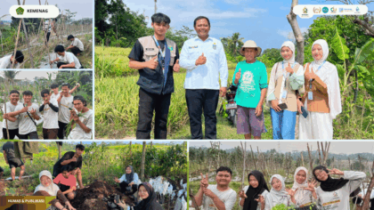 Kolaborasi mahasiswa KKN UIN Siber dan Pemerintah Desa Matangaji dalam program penghijauan desa.
