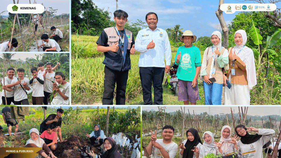 Kolaborasi mahasiswa KKN UIN Siber dan Pemerintah Desa Matangaji dalam program penghijauan desa.