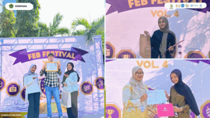 Mahasiswa FEBI UIN Siber Cirebon menerima penghargaan pada ajang FEB Festival Vol. 4 Universitas Muhammadiyah Cirebon.