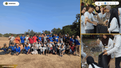 Mahasiswa KKN 112 UIN Siber Cirebon bersama warga melaksanakan Jumat Bersih di Lapangan Janggleng Desa Jatimulya.