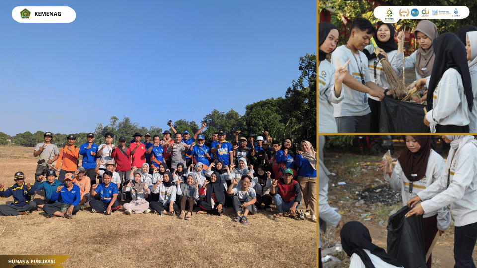 Mahasiswa KKN 112 UIN Siber Cirebon bersama warga melaksanakan Jumat Bersih di Lapangan Janggleng Desa Jatimulya.