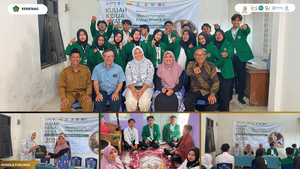 Mahasiswa KKN Kelompok 97 UIN Siber Syekh Nurjati Cirebon berfoto bersama Pemerintah Desa Kedungjaya usai kegiatan serah terima.