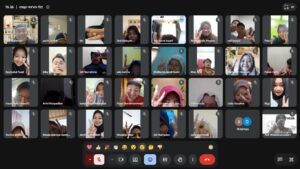 Webinar Kajian Umum III HIMABI UIN Siber Cirebon tentang kesehatan mental melalui Google Meet.
