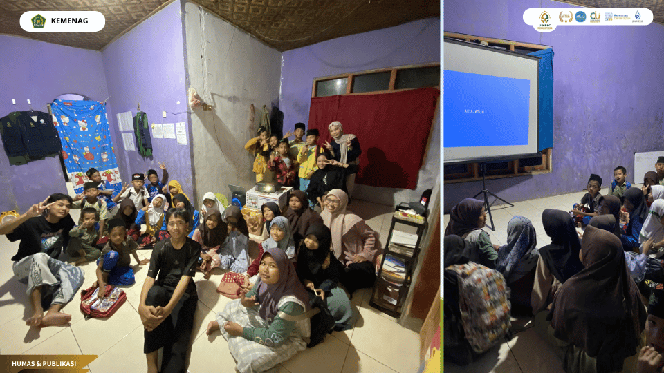 Anak-anak Desa Kalirahayu mengikuti kegiatan Teras Belajar bersama KKN Kelompok 7