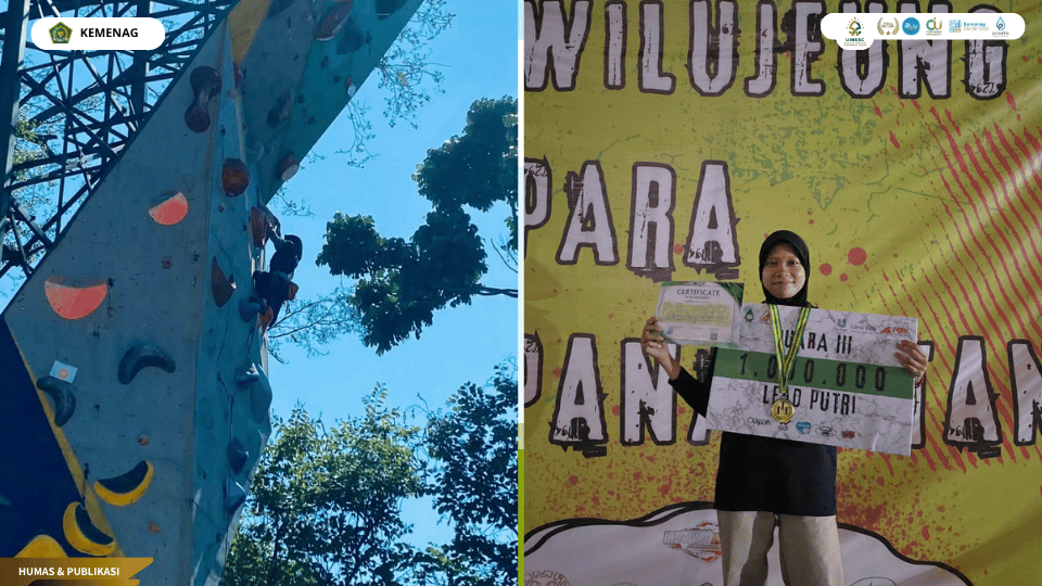 Dwi Aniti mahasiswa UIN Siber Cirebon meraih Juara 3 Pasanggiri Wall Climbing Se-Jawa Batch II.