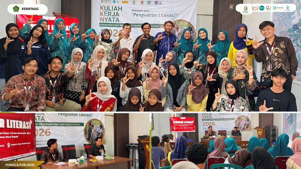 Foto bersama peserta Seminar Literasi Digital bersama mahasiswa KKN Kelompok 35 UIN Siber Syekh Nurjati Cirebon.