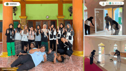 KKN 13 UIN Siber Cirebon melaksanakan Gerakan Masjid Bersih di Desa Kanci Kulon