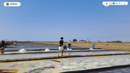 KKN 133 UIN Siber Cirebon mempelajari proses produksi garam di tambak Desa Gebang Mekar
