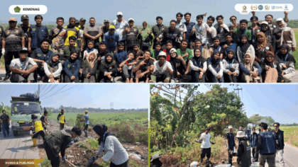 Mahasiswa KKN 126 UIN Siber Cirebon bersama masyarakat melakukan aksi bersih di Desa Banjarwangunan