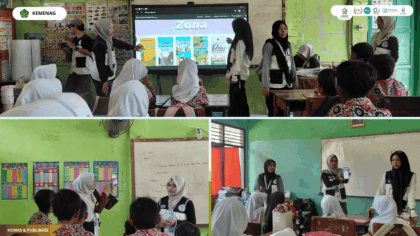 Mahasiswa KKN 13 UIN SSC melakukan sosialisasi KanciLib di SDN 1 Kanci Kulon