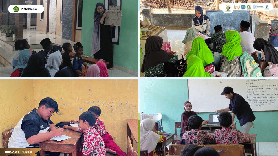 Mahasiswa KKN 13 UIN Siber Cirebon mendampingi anak-anak dalam program PELITA di Kanci Kulon