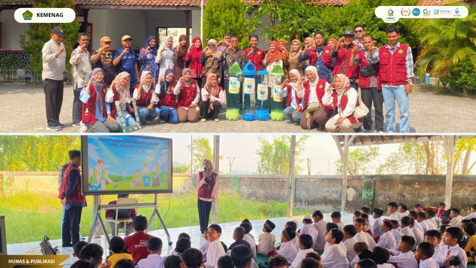 Mahasiswa KKN 143 memberikan edukasi pemilahan sampah kepada siswa SDN 1 Kalitengah