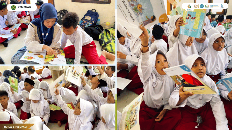 Mahasiswa KKN 38 UIN Siber Syekh Nurjati Cirebon bersama KANCIL menggelar Perpustakaan Keliling di MI Islamiyah Jatimerta.