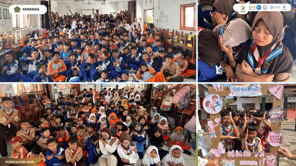 Mahasiswa KKN 72 UIN Siber Cirebon memberikan edukasi stop bullying kepada siswa SDN 1 Karangasem