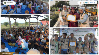 Mahasiswa KKN Kelompok 06 UIN Siber Syekh Nurjati Cirebon bersama Komunitas Mendongeng Cirebon menggelar Kelana Bercerita di Desa Mulyasari.