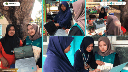 Mahasiswa KKN Kelompok 106 UIN Siber Syekh Nurjati Cirebon mendampingi pelaku UMKM Desa Sindangjawa mengurus NIB dan Sertifikat Halal.