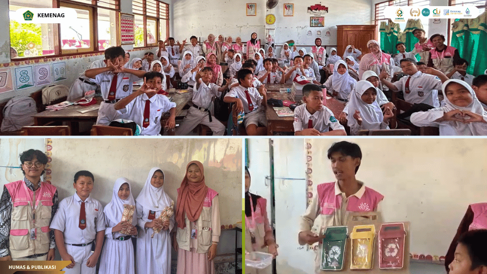 Mahasiswa KKN Kelompok 120 UIN Siber Cirebon memberikan edukasi pemilahan sampah kepada siswa SD Negeri 2 Klangenan