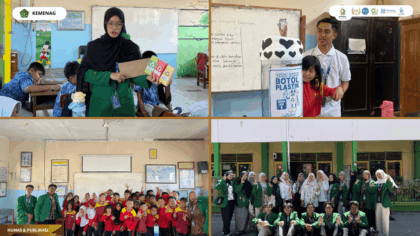 Mahasiswa KKN Kelompok 132 UIN Siber Syekh Nurjati Cirebon memberikan edukasi pemilahan sampah kepada siswa SDN 6 Kebon Baru.