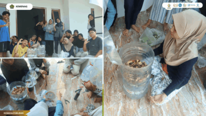 Mahasiswa KKN Kelompok 142 UIN Siber Cirebon praktik membuat pupuk organik cair di Posko KKN