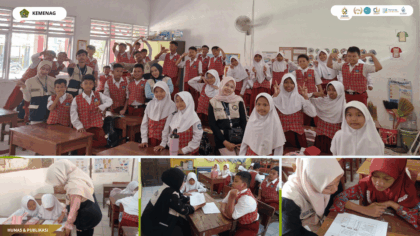 Mahasiswa KKN Kelompok 37 UIN Siber Syekh Nurjati Cirebon mendampingi siswa dalam program LENTERA di SDN 1 Klayan
