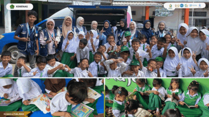 Mahasiswa KKN Kelompok 67 UIN Siber Syekh Nurjati Cirebon bersama Dinas Perpustakaan dan Kearsipan menghadirkan layanan perpustakaan keliling di MIS Nasyrul Ulum untuk meningkatkan minat baca dan