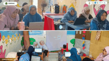 Pelatihan Canva untuk pembuatan mading digital oleh KKN Kelompok 19 UIN Siber Cirebon bersama guru MI Plus Al Usama