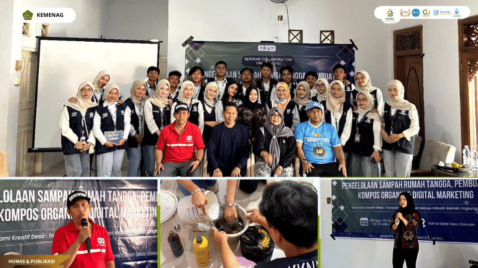 Seminar Ekonomi Kreatif Desa oleh KKN Kelompok 123 UIN Siber Syekh Nurjati Cirebon di Balai Desa Dawuan.