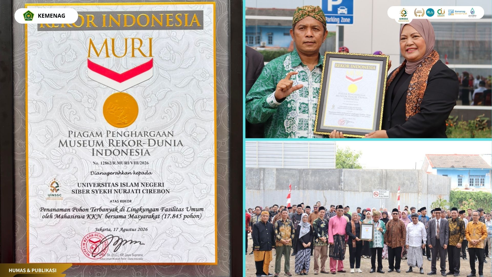 17.845 Pohon Jadi Kado Kemerdekaan, UIN Siber Cirebon Raih Rekor MURI