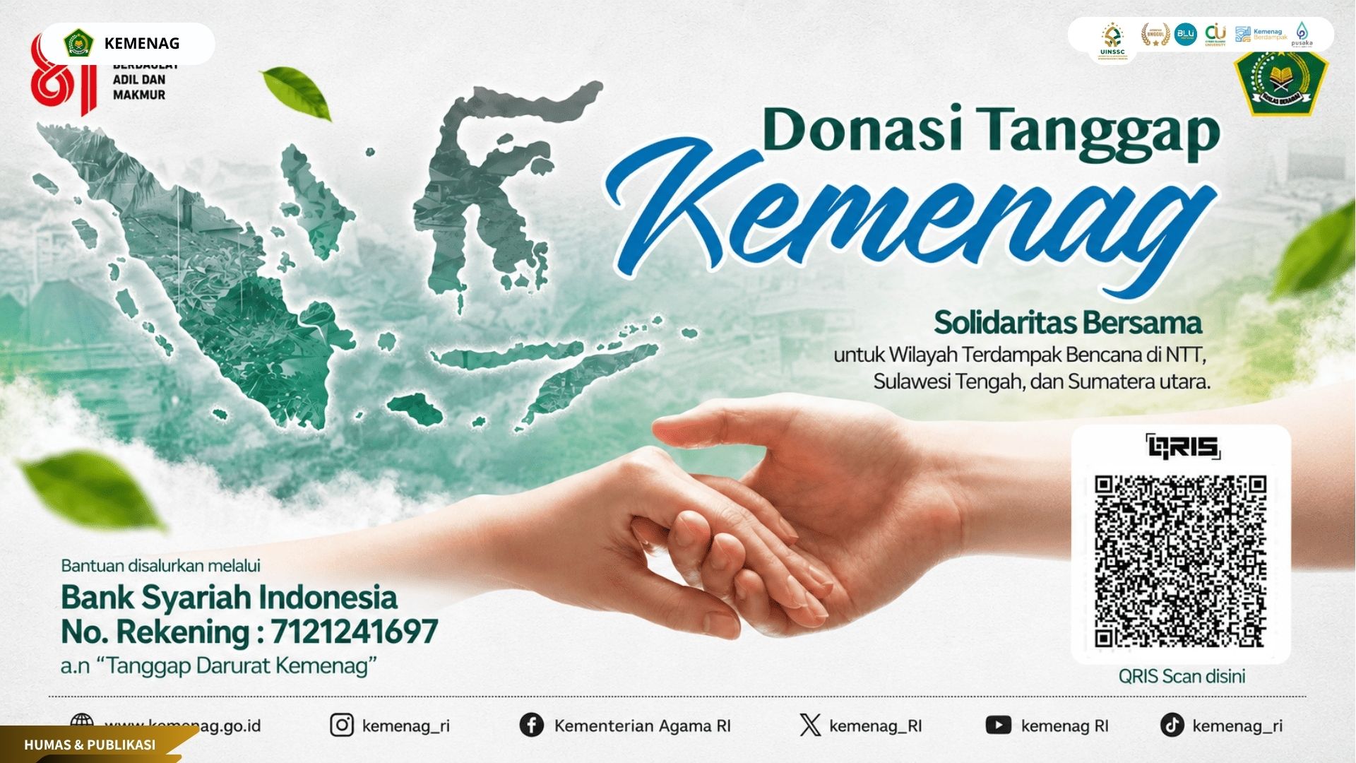 Kemenag Buka Donasi Tanggap Bencana, Mari Kuatkan Saudara Kita!