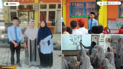 Mahasiswa PLP PGMI UIN Siber Cirebon menggunakan media Augmented Reality dalam pembelajaran di CIS Cirebon