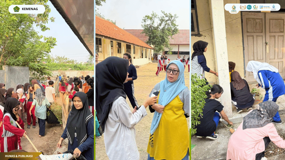 Mahasiswa PLP UIN Siber Cirebon bersama warga SMKN 2 Kota Cirebon mengikuti kegiatan Jumat Bersih memperingati World Cleanup Day.