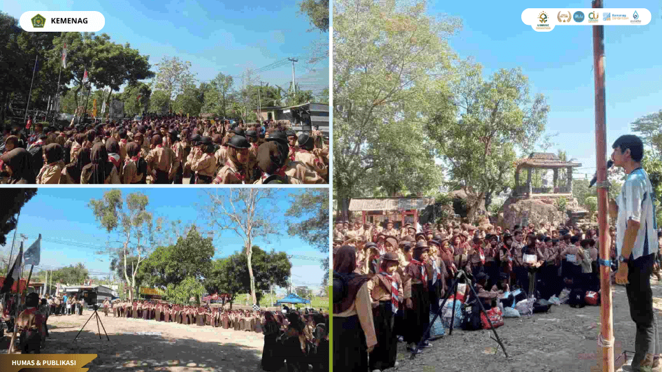 Mahasiswa PLP UIN Siber Cirebon mendampingi siswa SMPN 1 Gunung Jati dalam kegiatan perkemahan di Bumi Pancasila.
