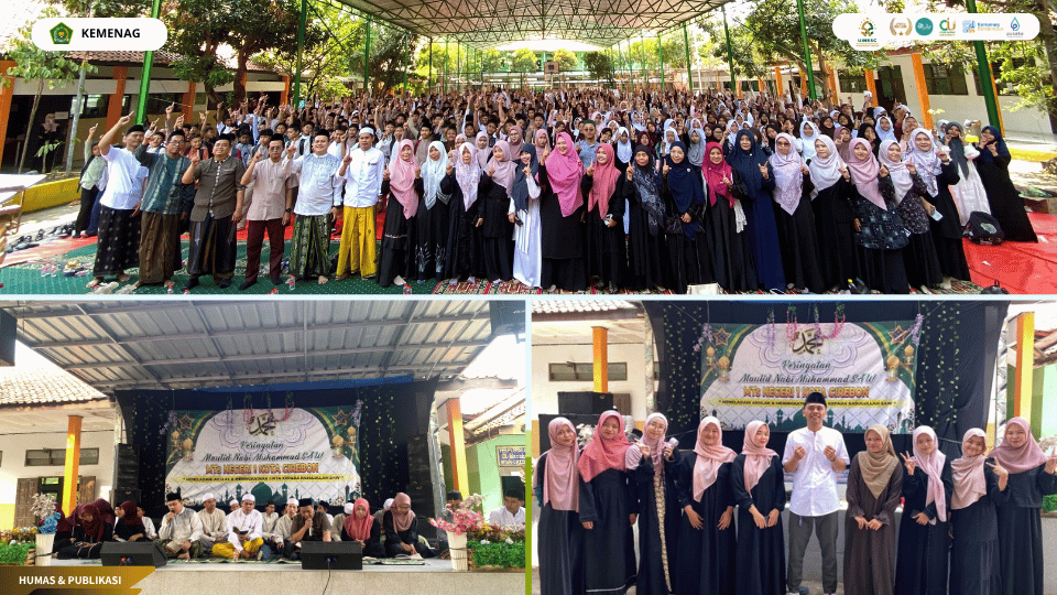 Mahasiswa PLP UIN Siber Cirebon mengikuti Peringatan Maulid Nabi Muhammad SAW di MTsN 1 Kota Cirebon.