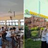 Mahasiswa PLP UIN Siber Cirebon menyambut peserta didik dalam kegiatan pembiasaan pagi di MAN 1 Kabupaten Cirebon.