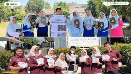 Mahasiswa PPL PMI UIN Siber Cirebon menyalurkan paket gizi kepada siswa SLB-C Beringin Bhakti.