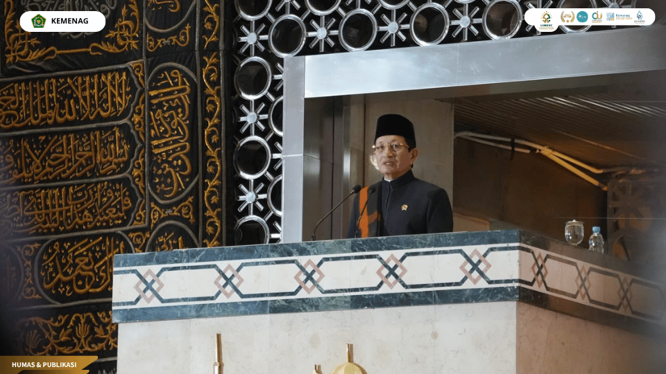 Menag Nasaruddin Umar saat menjadi khatib Salat Jumat di Masjid Istiqlal, Jakarta, Jumat (2592026)