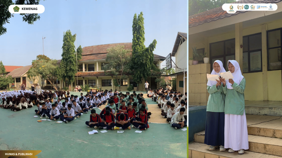 Siswa SMP Negeri 17 Kota Cirebon mengikuti kegiatan literasi membaca bersama mahasiswa PLP UIN Siber Cirebon.