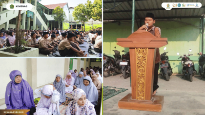 Mahasiswa PLP FITK UIN Siber Cirebon Mifta Imam Sauqi menyampaikan kultum Menjaga Lisan Menjaga Hati kepada siswa MTsN 3 Kabupaten Cirebon