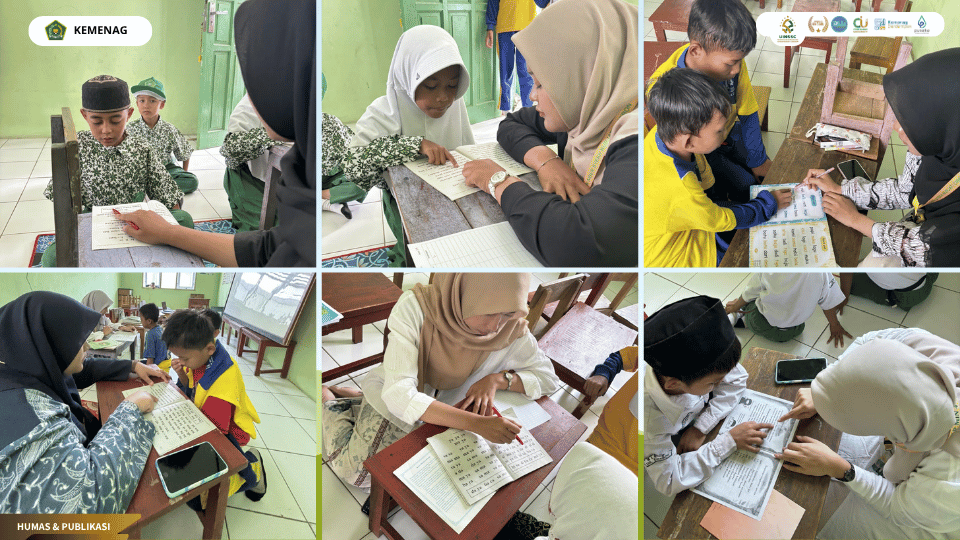 Mahasiswa PLP PGMI UIN Siber Cirebon mendampingi siswa membaca di MIN 4 Cirebon.