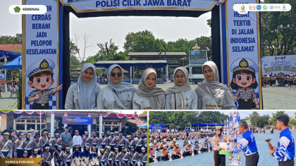 Mahasiswa PLP UIN Siber Cirebon mendampingi Tim Polisi Cilik MI Salafiyah Kota Cirebon dalam Lomba Pocil tingkat Jawa Barat.