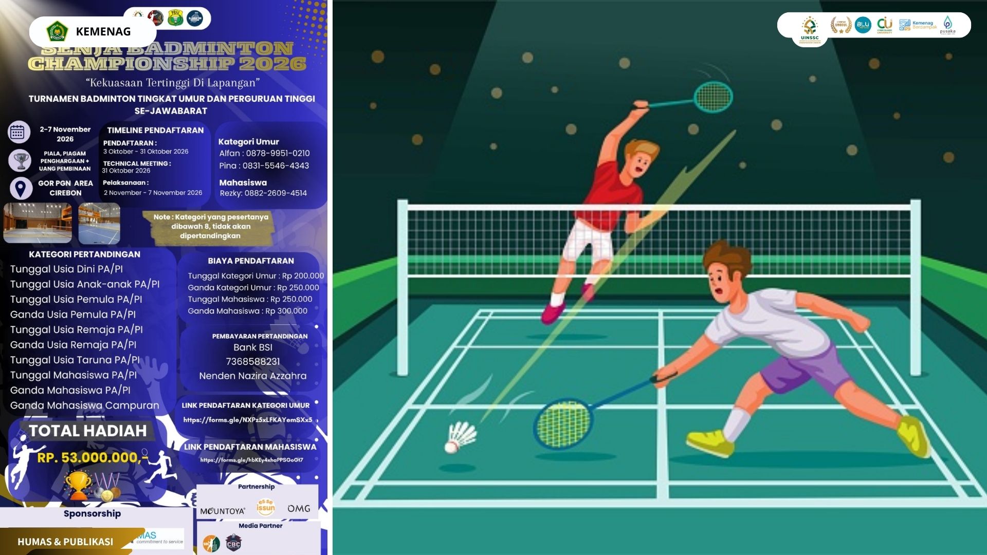 SENJA BADMINTON CHAMPIONSHIP 2026: Rebut Total Hadiah Rp53 Juta, Saatnya Tunjukkan Prestasi Terbaikmu!