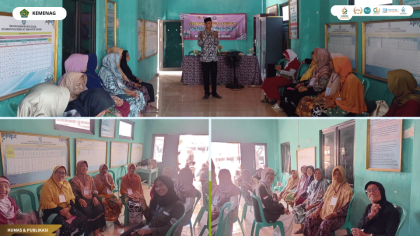 Mahasiswa PPL UIN Siber Cirebon bersama Penyuluh Agama Islam dan PKK Desa Grogol dalam kegiatan konseling kelompok Sekolah Lansia Tangguh.